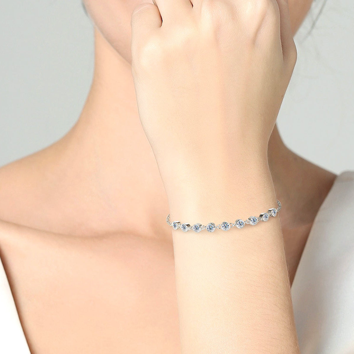 "Lumina" Inlaid Moissanite 925 Sterling Silver Bracelet