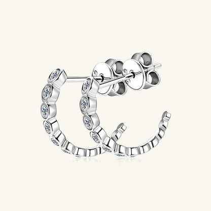 Hannah Inlaid Moissanite 925 Sterling Silver C-Hoop Earrings
