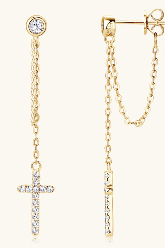 Kendra Moissanite 925 Sterling Silver Cross Earrings