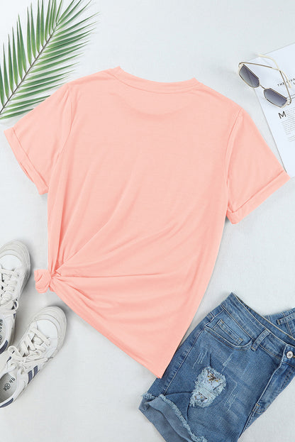 "MAMA" Checkered Round Neck Short Sleeve T-Shirt