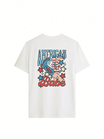 "American Babe" Graphic Round Neck Half Sleeve T-Shirt