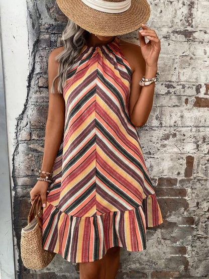 Ulla Striped Grecian Neck Dress