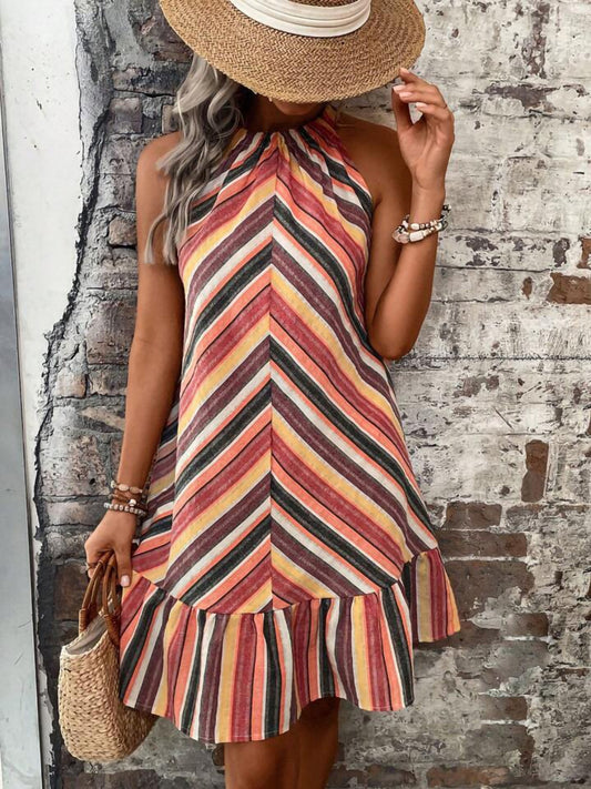 Ulla Striped Grecian Neck Dress