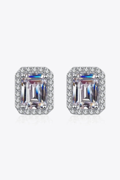 Davina Adored 1 Carat Moissanite Rhodium-Plated Square Stud Earrings