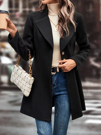 Deanne Collared Neck Long Sleeve Longline Coat