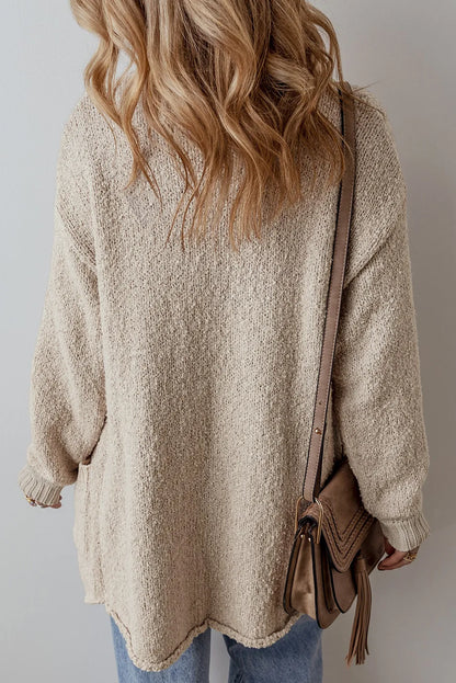 Chill Knit Pocketed Button Up Long Sleeve Cardigan