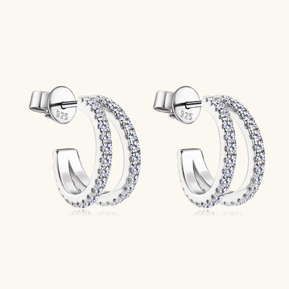 Ivanna Moissanite 925 Sterling Silver C-Hoop Earrings