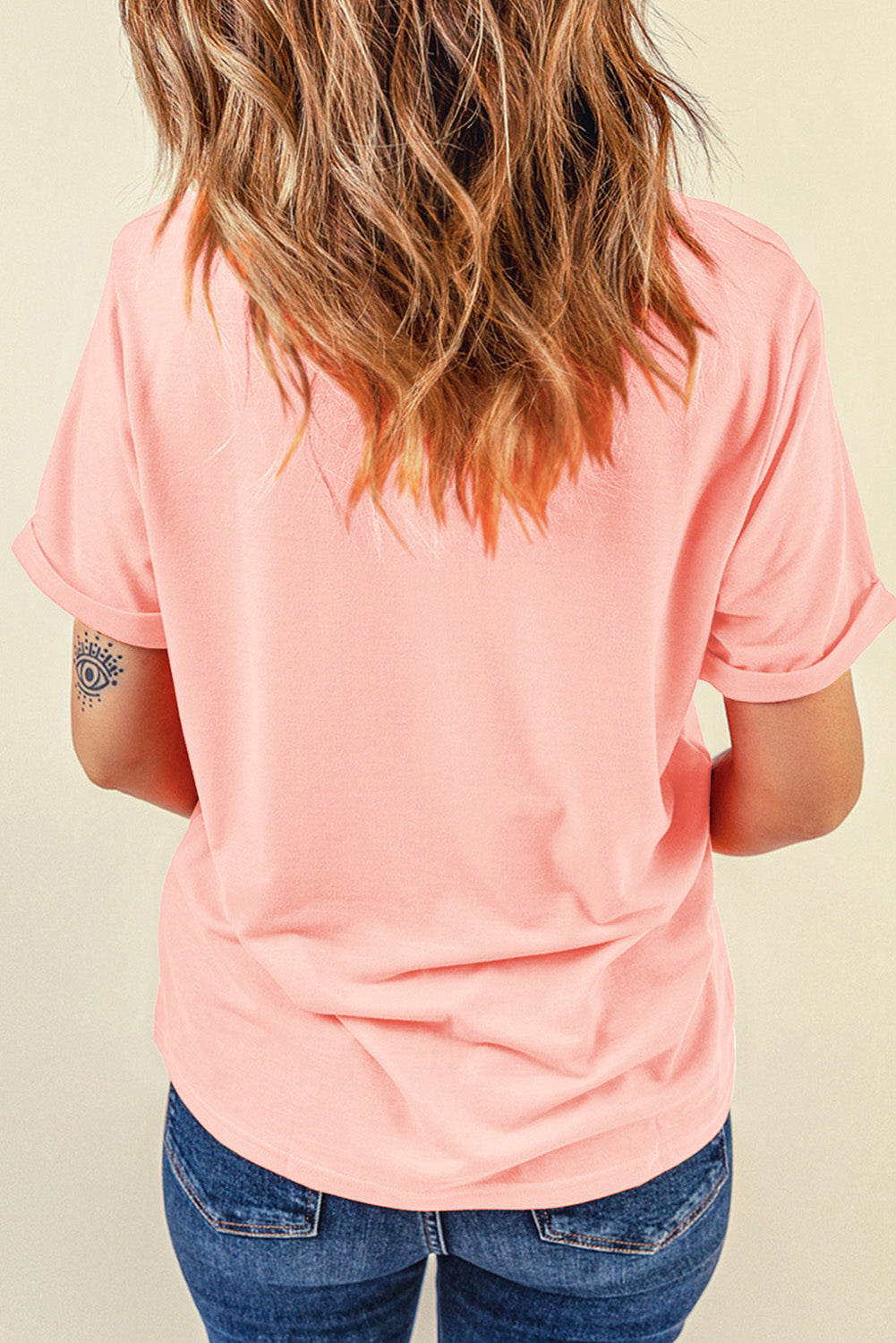 "MAMA" Checkered Round Neck Short Sleeve T-Shirt