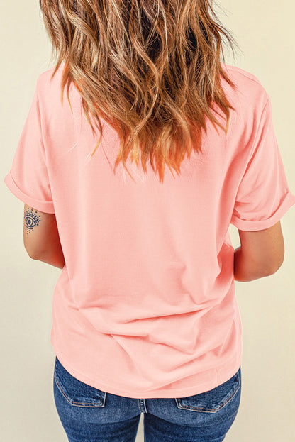 "MAMA" Checkered Round Neck Short Sleeve T-Shirt