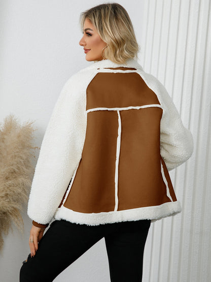 Elowen Pocketed Sherpa Zip Up Long Sleeve Jacket