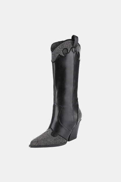Dark Spur Rhinestone Decor Western Boots