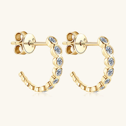 Hannah Inlaid Moissanite 925 Sterling Silver C-Hoop Earrings