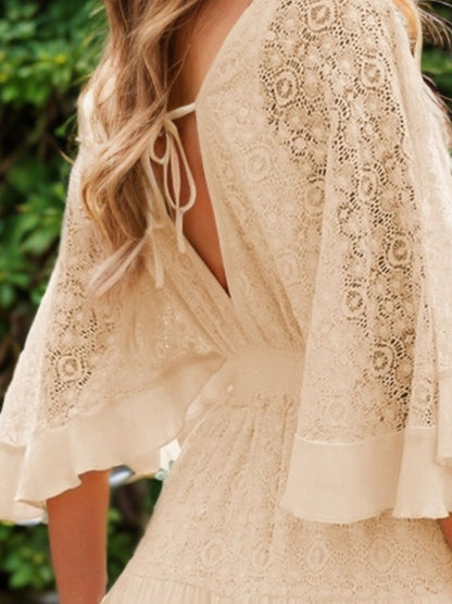 "Rosalie" Lace Cutout Half Sleeve Mini Dress