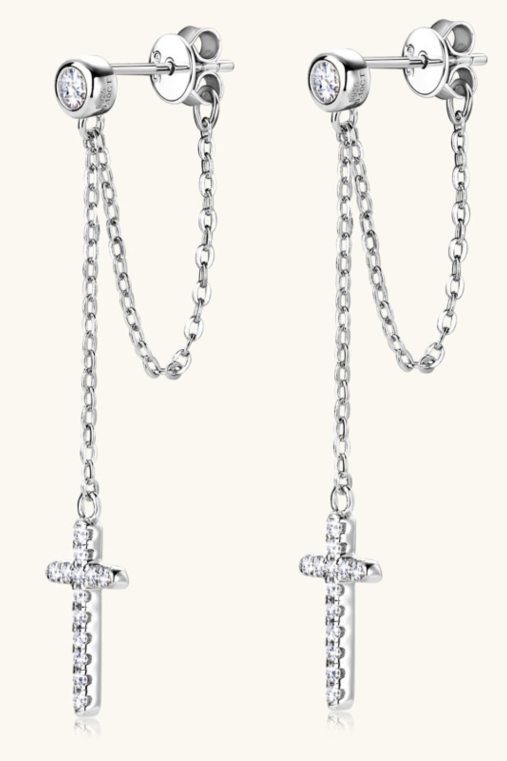 Kendra Moissanite 925 Sterling Silver Cross Earrings