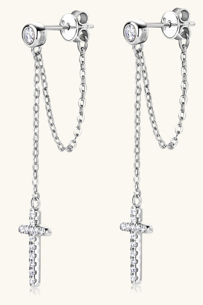 Kendra Moissanite 925 Sterling Silver Cross Earrings