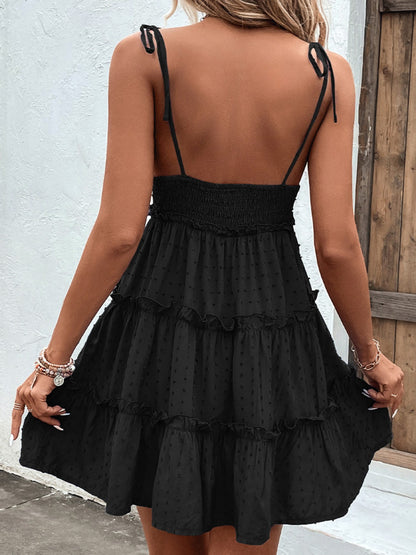 Eve Frill Spaghetti Strap Tiered Dress