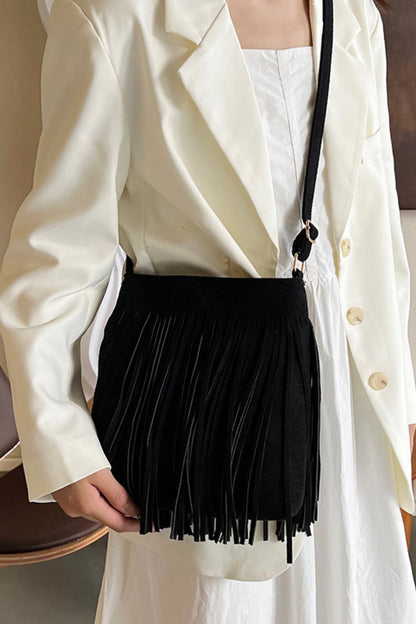Lorraine Suede Fringe Shoulder Bag