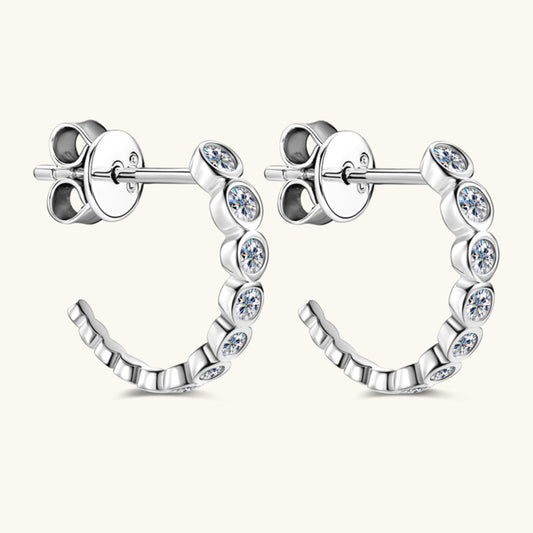 Hannah Inlaid Moissanite 925 Sterling Silver C-Hoop Earrings