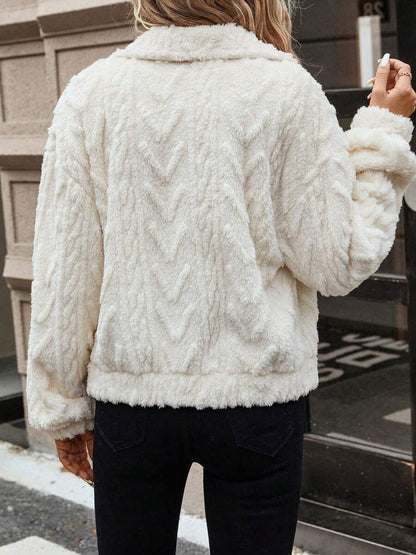 Avelina Button Up Long Sleeve Fuzzy Outerwear