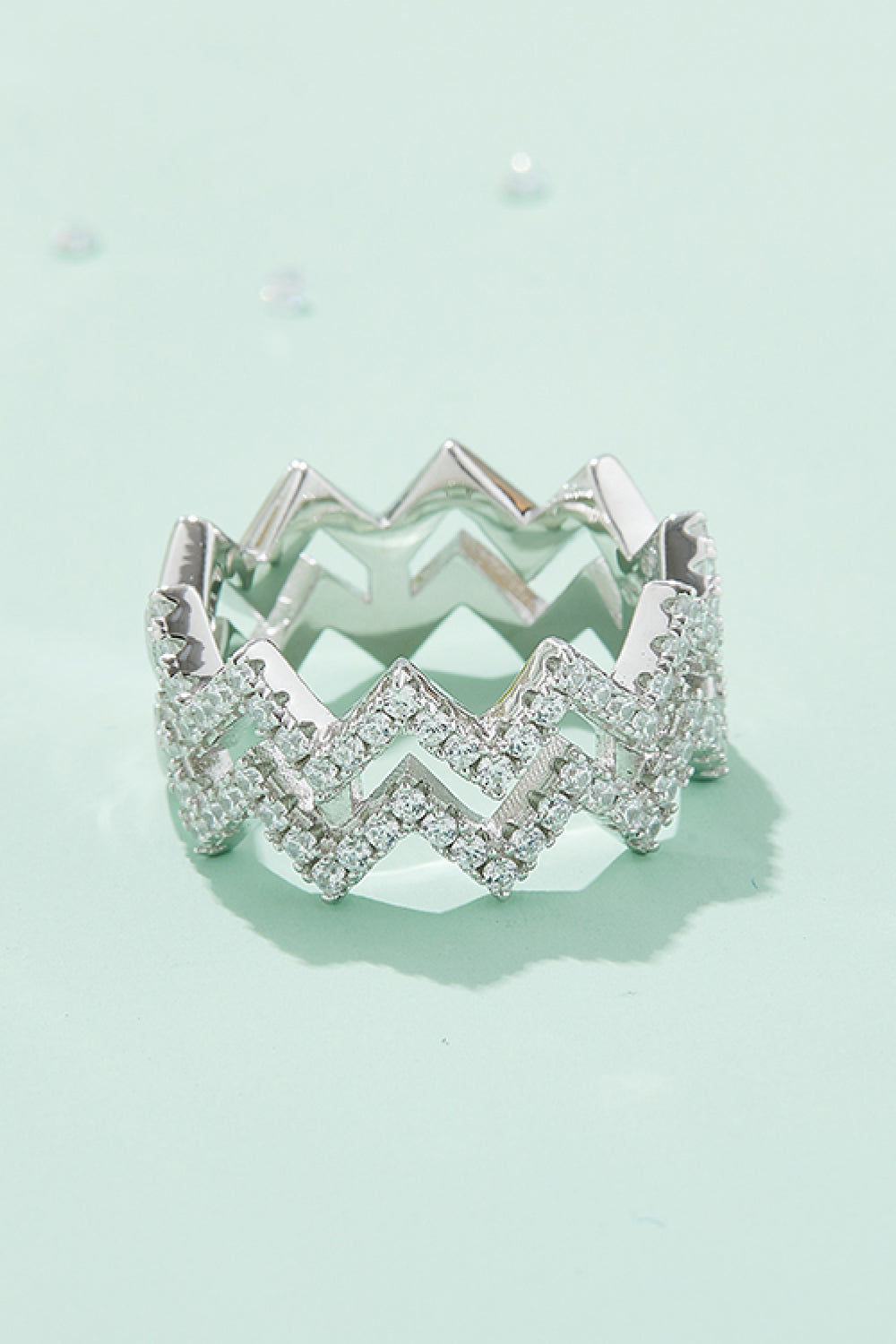 "Your the Zig to my Zag" Adored Moissanite Chevron Stacking Rings